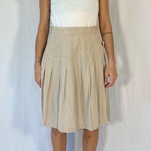 G. Dinan Vintage 80s Pleated Khaki Midi Skirt
